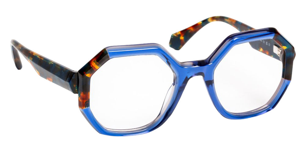 J.F. Rey® JF1596 Geometric Eyeglasses - Blue/Amber