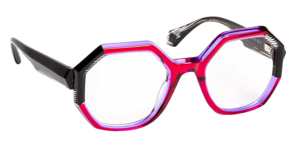 J.F. Rey® JF1596 Geometric Eyeglasses - Red Gradient Plum/Zebra