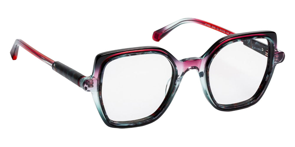 J.F. Rey® JF1600 Butterfly Eyeglasses - Red-Green Gradient/Blue Tortoiseshell
