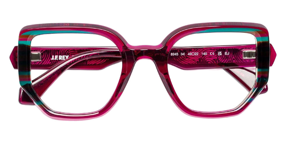 J.F. Rey® JF1602 JFR JF1602 8945 49 Eyeglasses - Plum/Green and Striped Peach