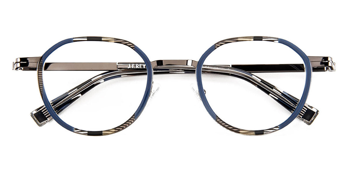 J.F. Rey® JF2876 JFR JF2876 2405 49 - 2405 Stripes Blue/Brown/Shiny Gunmetal Eyeglasses