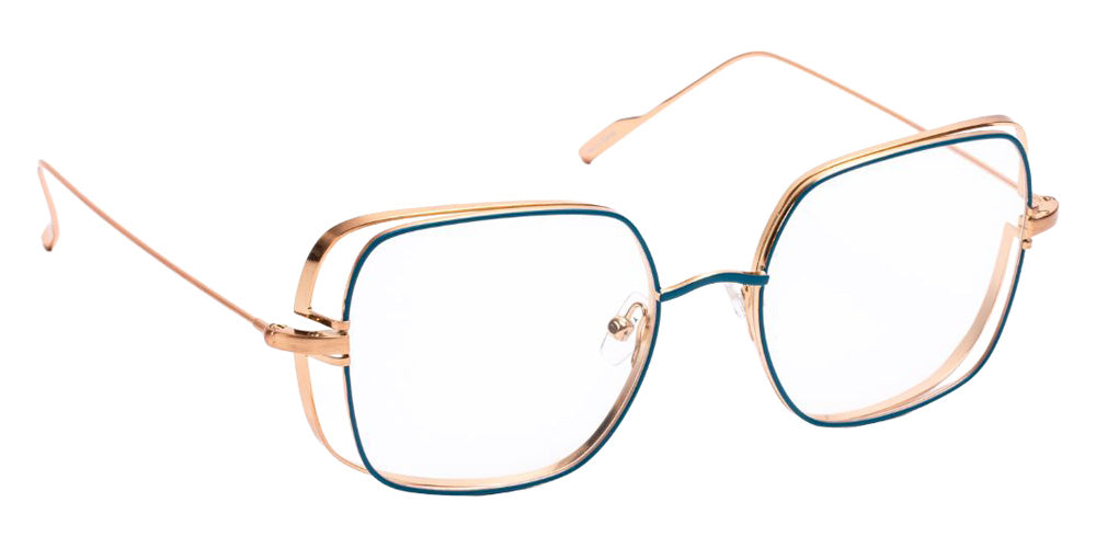 J.F. Rey® JF2915 Oversized Eyeglasses - Teal Blue/Rose Gold Brushed