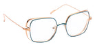 J.F. Rey® JF2915 Oversized Eyeglasses - Teal Blue/Rose Gold Brushed