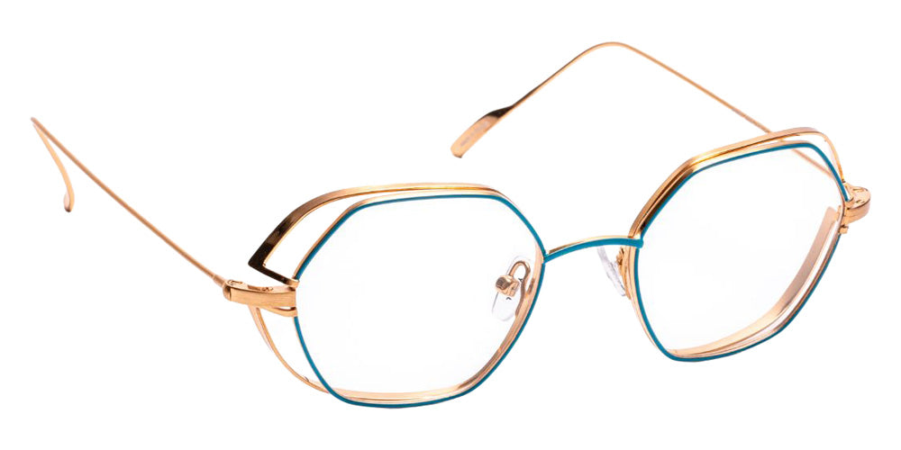 J.F. Rey® JF2923 Geometric Eyeglasses - Teal Blue/Rose Gold