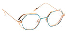 J.F. Rey® JF2923 Geometric Eyeglasses - Teal Blue/Rose Gold