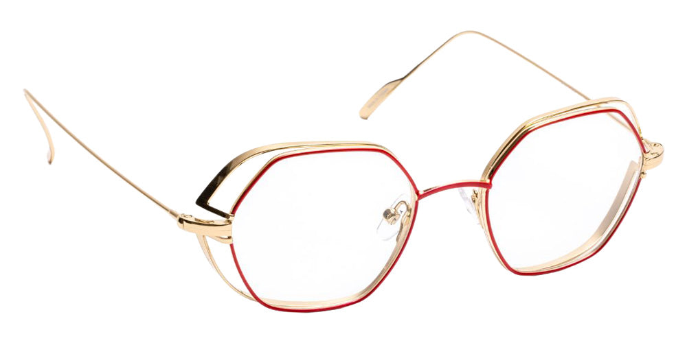J.F. Rey® JF2923 Geometric Eyeglasses - Cherry/Gold Soft