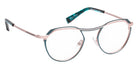 J.F. Rey® JF2955 Round Eyeglasses - Teal Blue/Rose Gold