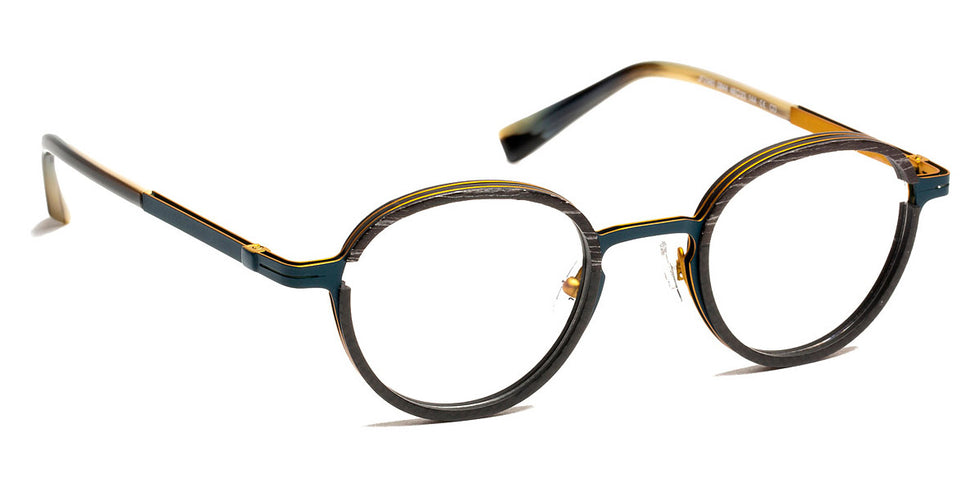 J.F. Rey® JF2980 JFR JF2980 0844 47 - 0844 BLACK WOOD/CARBON+METAL BLUE GREEN/YELLOW Eyeglasses