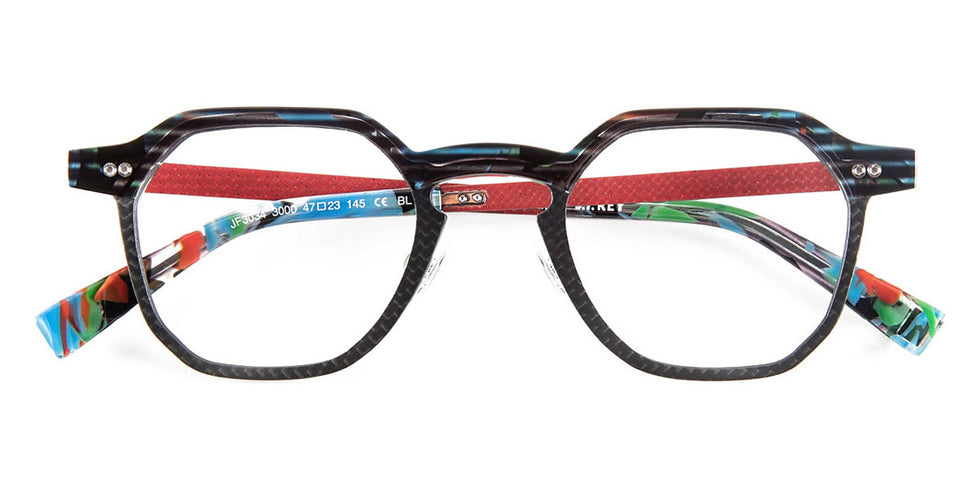 J.F. Rey® JF3034 JFR JF3034 3000 47 - 3000 Black/Red Chart/Carbon Eyeglasses
