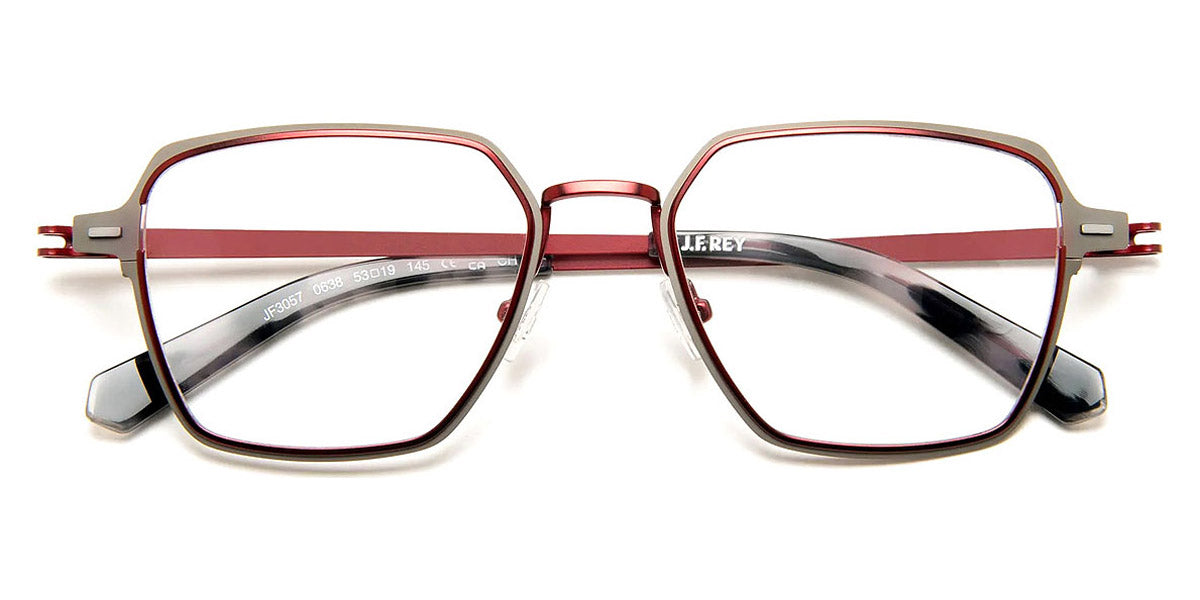 J.F. Rey® JF3057 JFR JF3057 0638 53 - 0638 Gun/Burgundy Eyeglasses