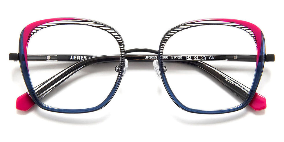 J.F. Rey® JF3059 JFR JF3059 0880 51 - 0880 Stripes Black/Blue/Pink Eyeglasses