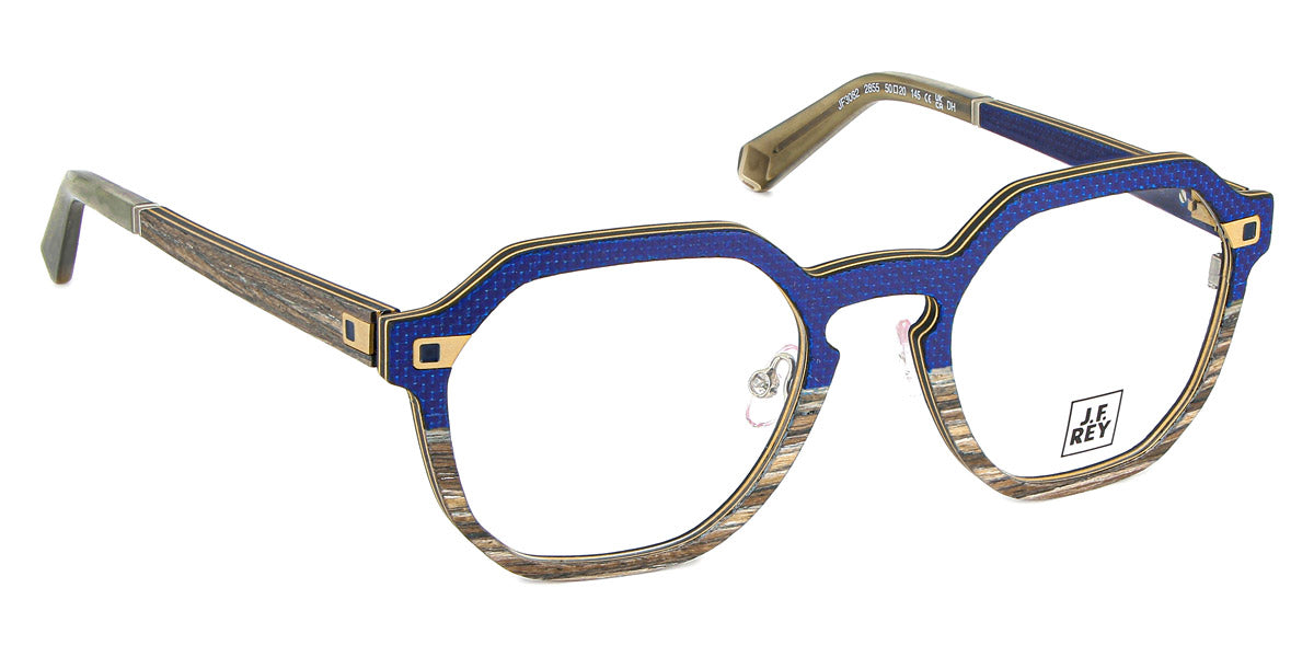 J.F. Rey® JF3082 JFR JF3082 2855 50 - 2855 Fiber Glasses Blue/Wood/Alu Gold Eyeglasses
