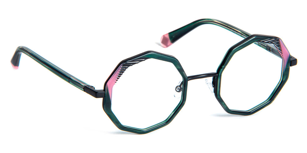 J.F. Rey® JF3103 JFR JF3103 4781 46 - 4781 Green Horn/Stripes Black/Pink Eyeglasses