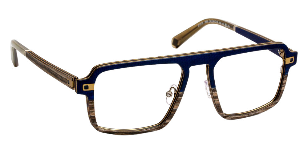 J.F. Rey® JF3129 JFR JF3129 2855 56 Eyeglasses - Fiber Blue/Wood/Aluminium Khaki