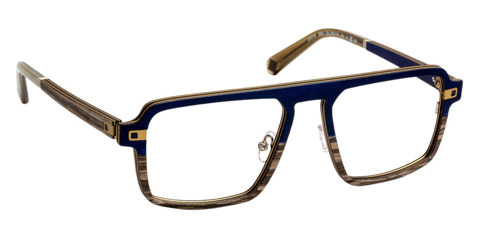 J.F. Rey® JF3129 JFR JF3129 2855 56 Eyeglasses - Fiber Blue/Wood/Aluminium Khaki