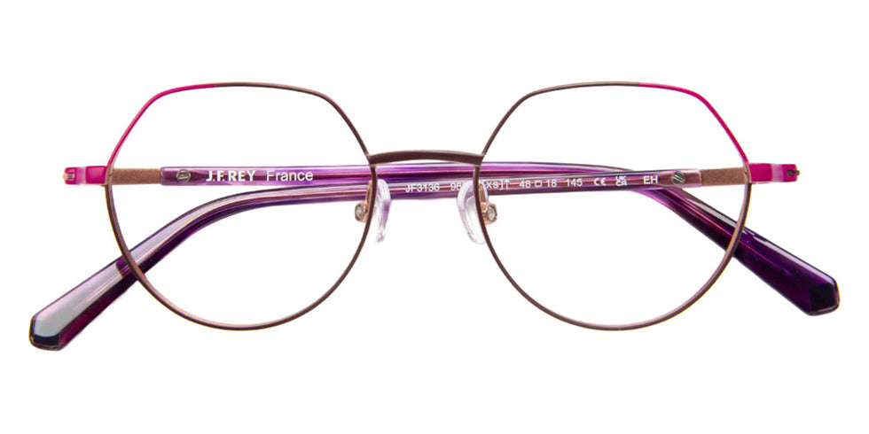 J.F. Rey® JF3136 Geometric Eyeglasses - Brown/Purple/Rose Gold