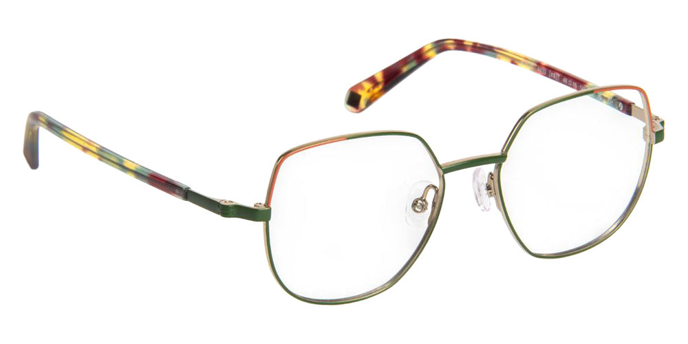 J.F. Rey® JF3137 Geometric Eyeglasses - Green/Red/Satin Gold