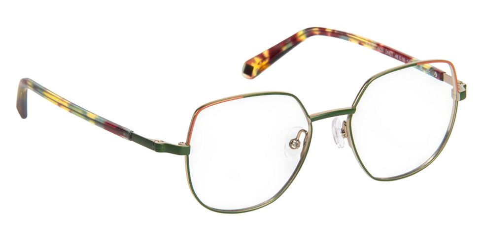 J.F. Rey® JF3137 Geometric Eyeglasses - Green/Red/Satin Gold