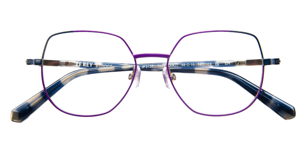J.F. Rey® JF3137 Geometric Eyeglasses - Purple/Navy/Satin Gold
