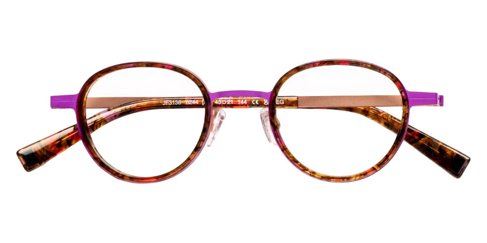 J.F. Rey® JF3138 Round Eyeglasses - Flower Red/Purple/Rose Gold