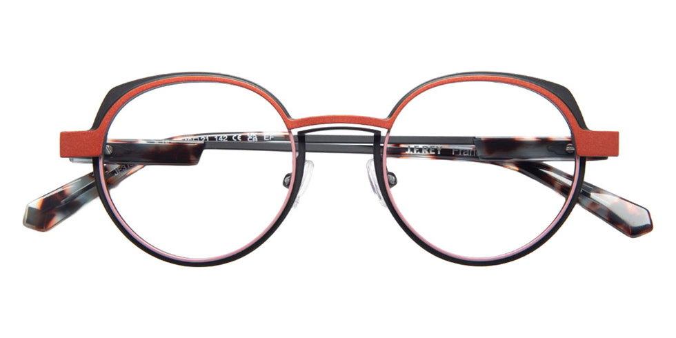 J.F. Rey® JF3139 Round Eyeglasses - Coral/Black