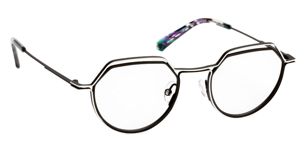 J.F. Rey® JF3145 Geometric Eyeglasses - Black/White
