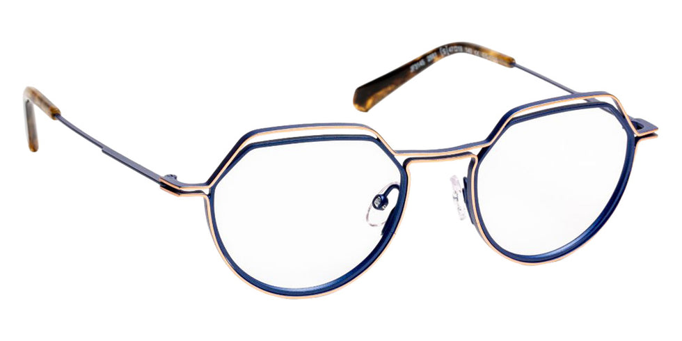 J.F. Rey® JF3145 Geometric Eyeglasses - Blue/Rose Gold