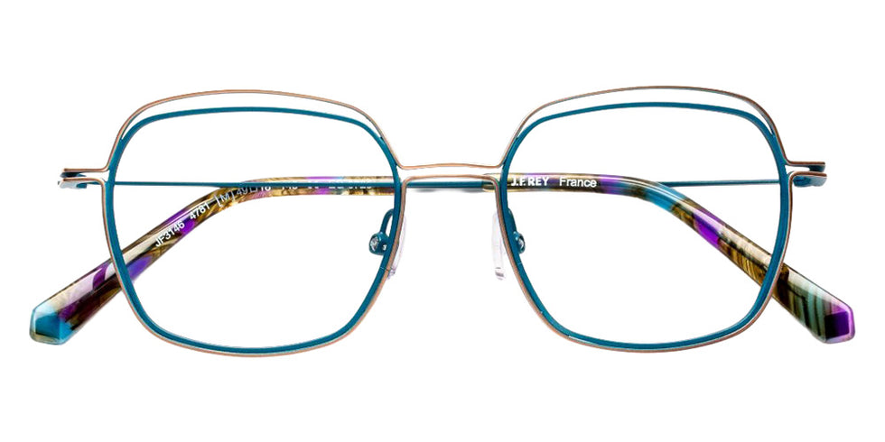 J.F. Rey® JF3146 Square Eyeglasses - Green Peacock/Pastel Pink