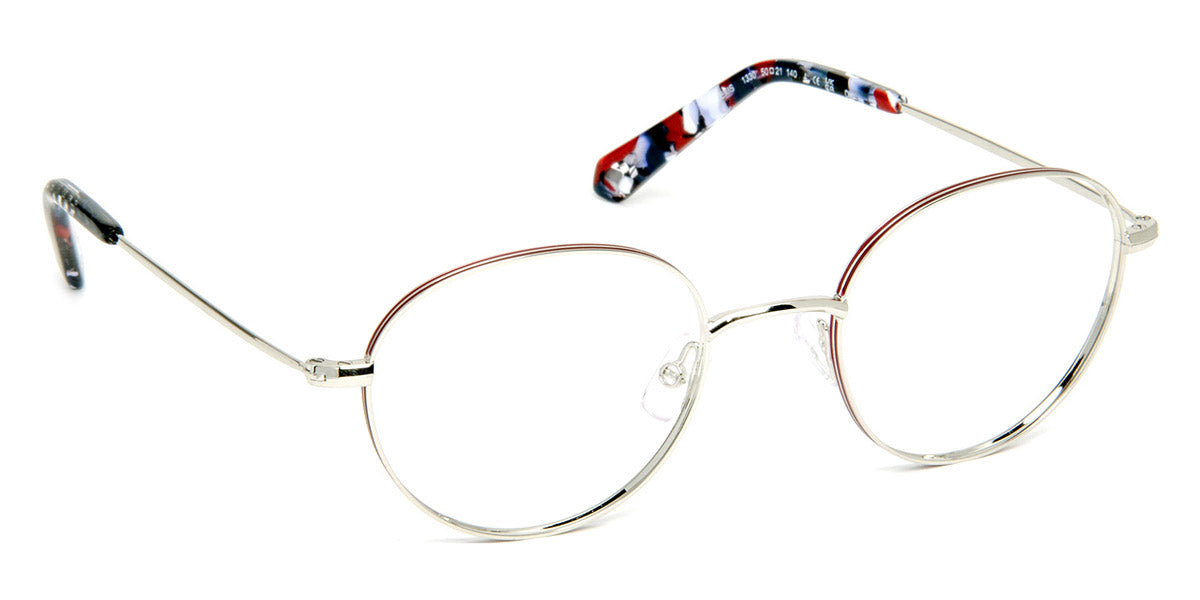 J.F. Rey® Alexis JFR Alexis 1330 50 - 1330 Shiny Silver/Burgundy Eyeglasses
