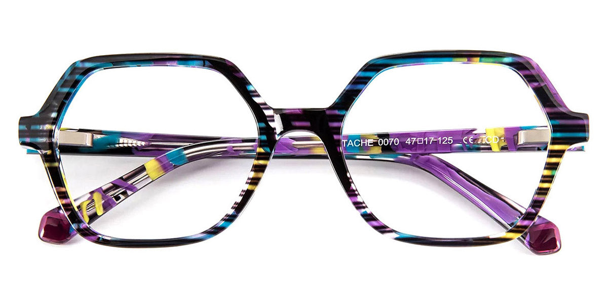 J.F. Rey® Pistache JFR Pistache 0070 47 - 0070 Stripes Black/Purple Eyeglasses