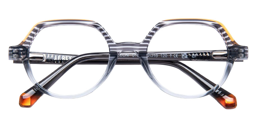 J.F. Rey® Leon Round Eyeglasses - Gradient Gray Striped/Orange