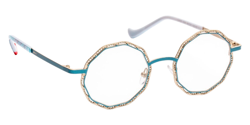 J.F. Rey® Liane Geometric Eyeglasses - Blue Peacock/Gold Soft