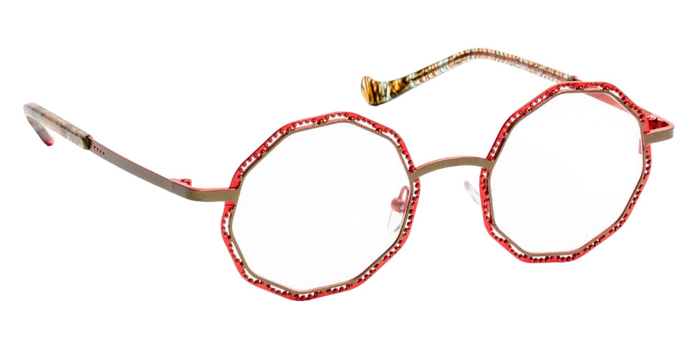J.F. Rey® Liane Geometric Eyeglasses - Olive Green/Raspberry