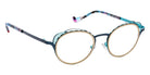 J.F. Rey® Loulou Cat-Eye Eyeglasses - Blue Peacock/Gold/Turquoise