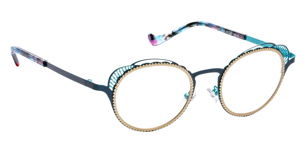 J.F. Rey® Loulou Cat-Eye Eyeglasses - Blue Peacock/Gold/Turquoise