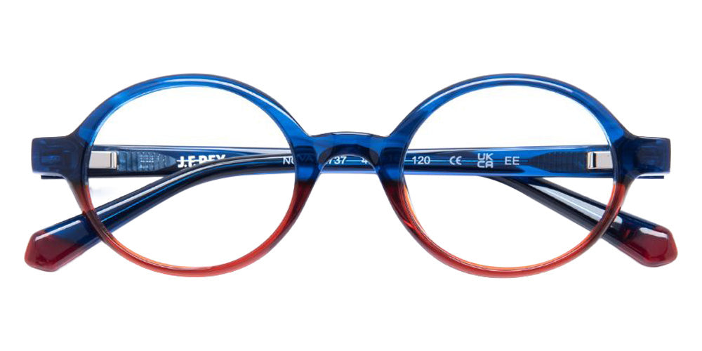 J.F. Rey® Nova Round Eyeglasses - Blue/Burgundy
