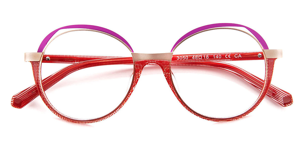 J.F. Rey® PA097 JFR PA097 3050 48 - 3050 Red/Light Gold/Orchid Eyeglasses