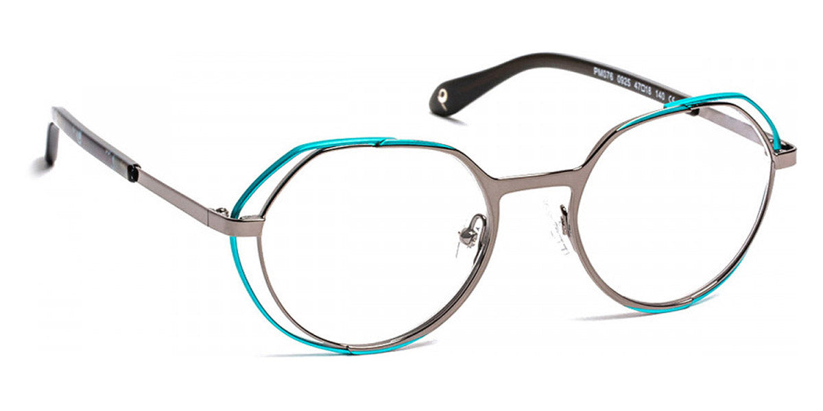 J.F. Rey® PM076 JFR PM076 0925 47 - 0925 Shiny Gun/Satin Turquoise Eyeglasses
