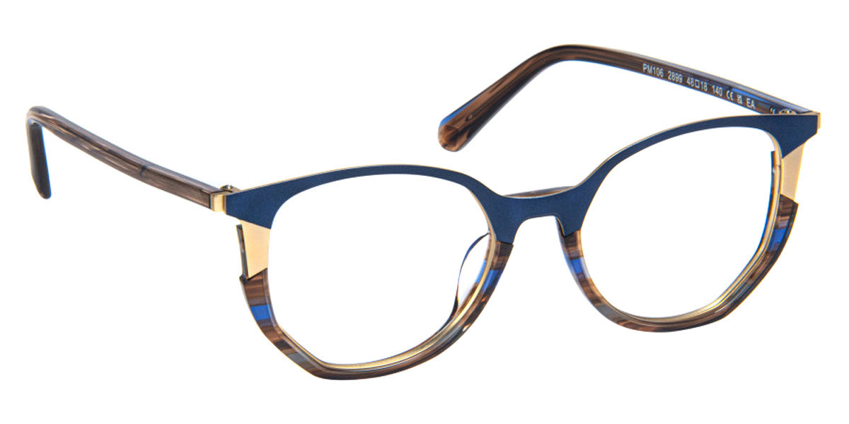 J.F. Rey® PM106 JFR PM106 2899 48 - 2899 Stripes Brown/Blue/Navy/Gold Eyeglasses