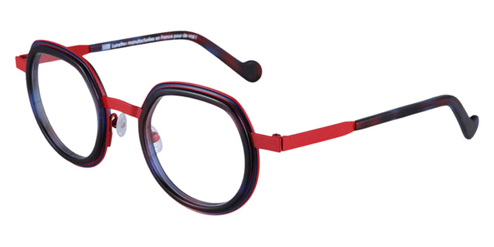 NaoNed® Kerbel NAO Kerbel 75ERB 46 - 75ERB Matte Bright Blue Cercles Grooves And Blue And Red Tortoiseshell Inserts/Red Paris Eyeglasses