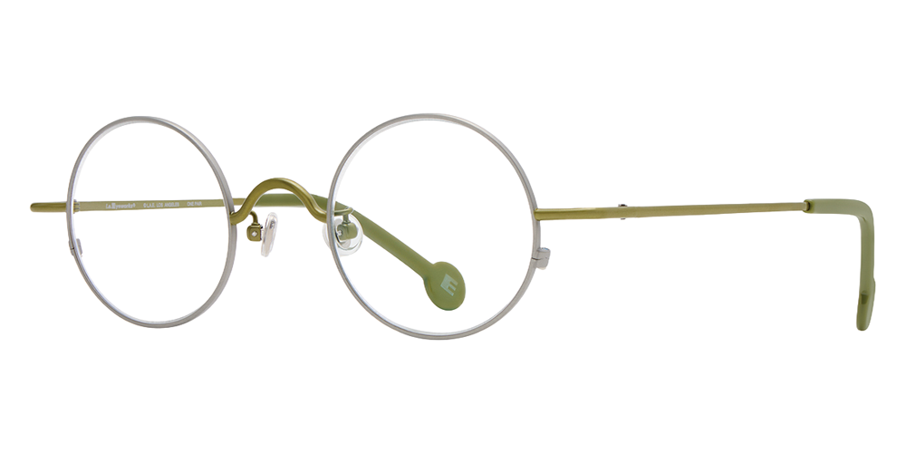 L.A. Eyeworks® Button Round Eyeglasses - 404409 Brushed Silver with Olive