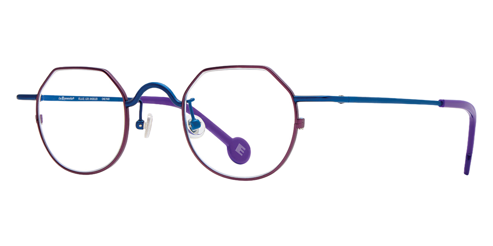 L.A. Eyeworks® Dink Geometric Eyeglasses - 463471 Deep Eggplant w/ Navy