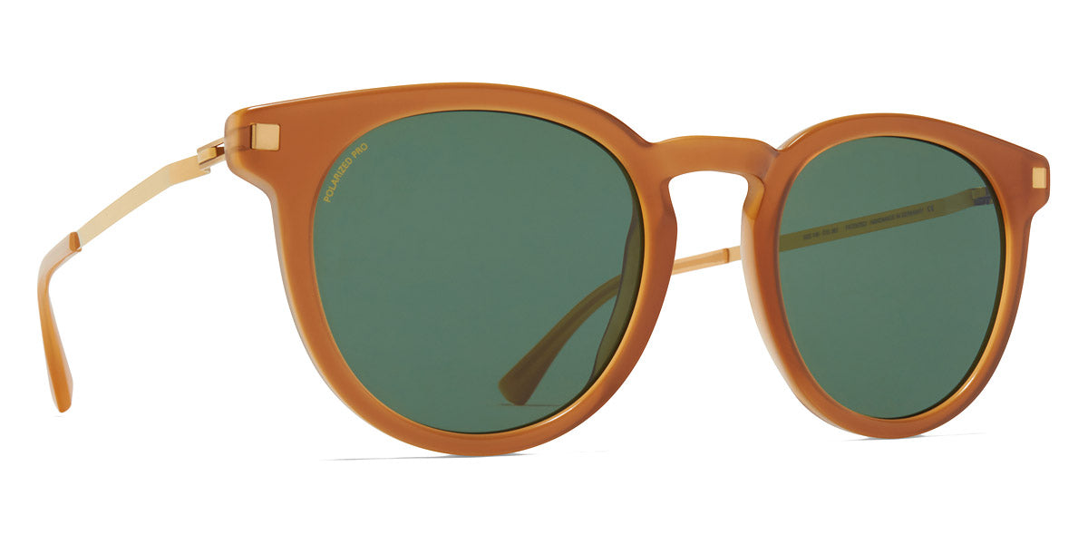 Mykita® LAHTI MYK LAHTI C99 Brown Dark Brown/Glossy Gold / Polarized Pro Green 15 50 - C99 Brown Dark Brown/Glossy Gold / Polarized Pro Green 15 Sunglasses