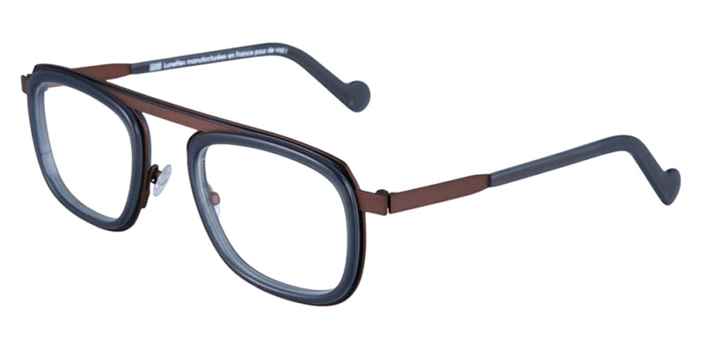 NaoNed® Lanvaon NAO Lanvaon 45GT 51 - 45GT Matte Black Cercles Grooves And Duck Green Inserts/Matte Chestnut Brown Eyeglasses