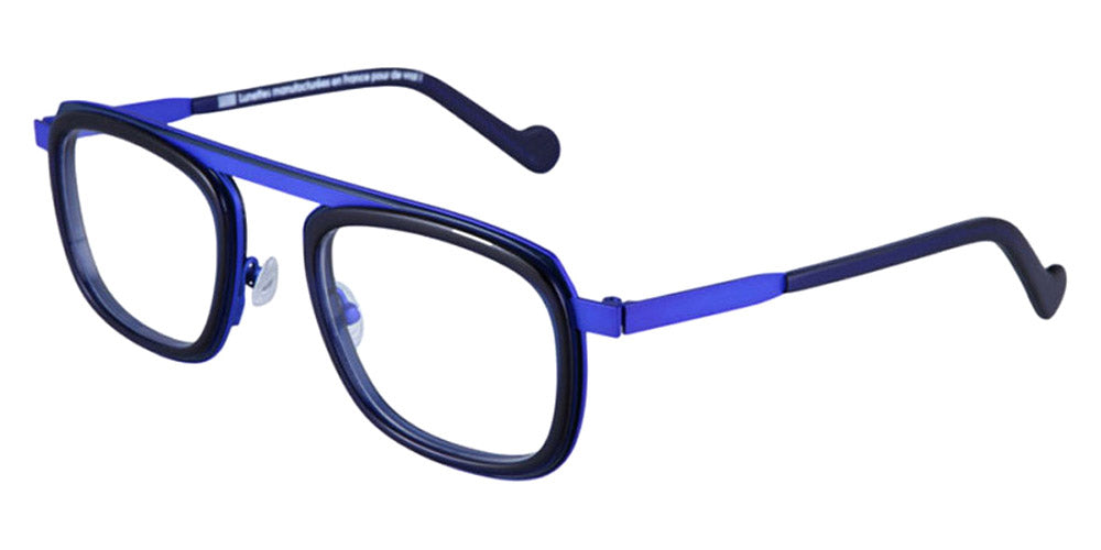 NaoNed® Lanvaon NAO Lanvaon 68BE 51 - 68BE Matte Blue Cercles Grooves And Transparent Ink Blue Inserts/Matte Bright Blue Eyeglasses