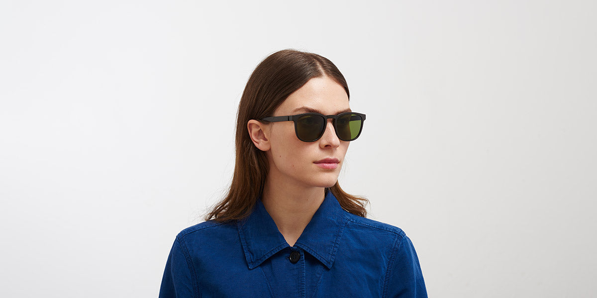 Mykita® LOVELL MYK LOVELL MD22 Ebony Brown / Green Solid 52 - MD22 Ebony Brown / Green Solid Sunglasses