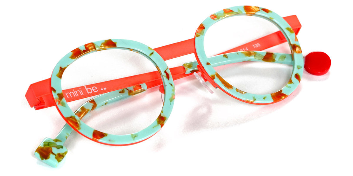 Sabine Be® Mini Be Lucky SB Mini Be Lucky 514 43 - Matt Marbled Turquoise /Satin Neon Orange Eyeglasses