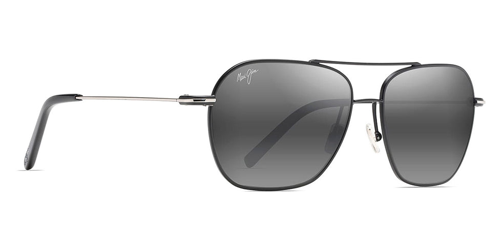 Maui Jim® Mano MJI 877-02 57 - Black With Silver Stripe/Neutral Grey Sunglasses