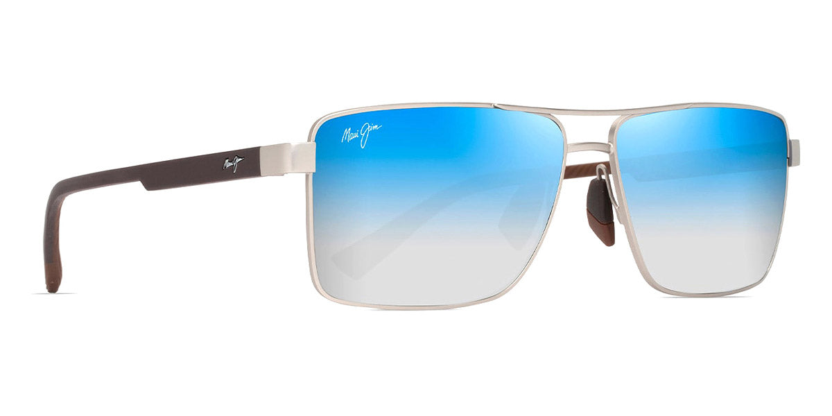 Maui Jim® Piha MJI DBS621-17 60 - Matte Silver With Brown/Dual Mirror Blue To Silver Sunglasses