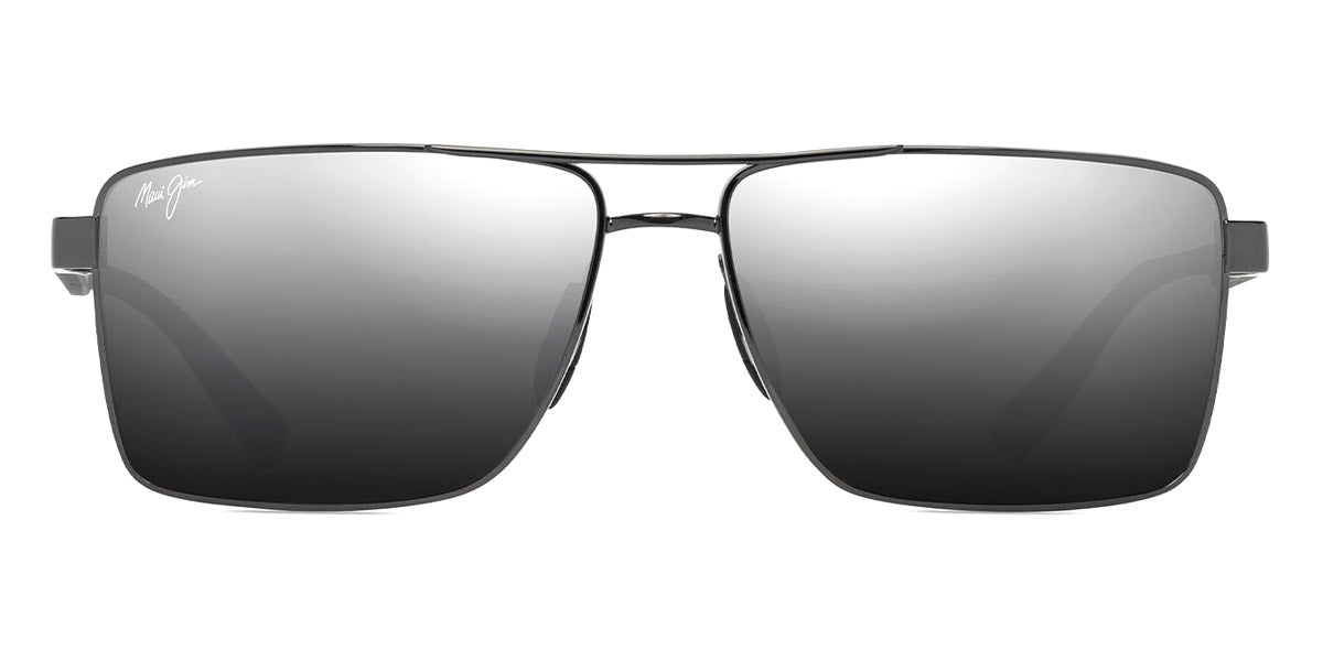 Maui Jim® Piha MJI DSB621-02 60 - Shiny Gunmetal With Black/Dual Mirror Silver To Black Sunglasses